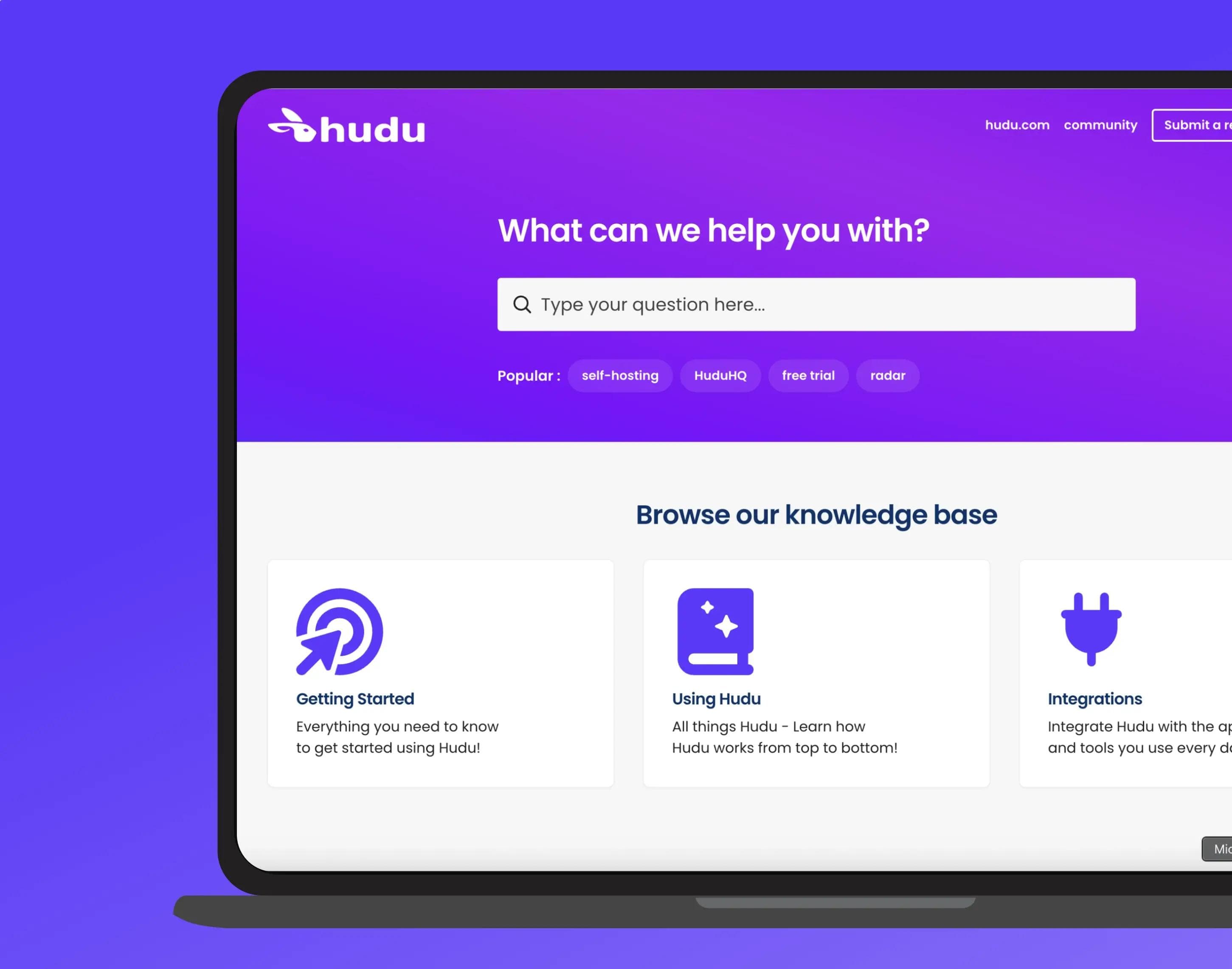 Visit Hudu's support center