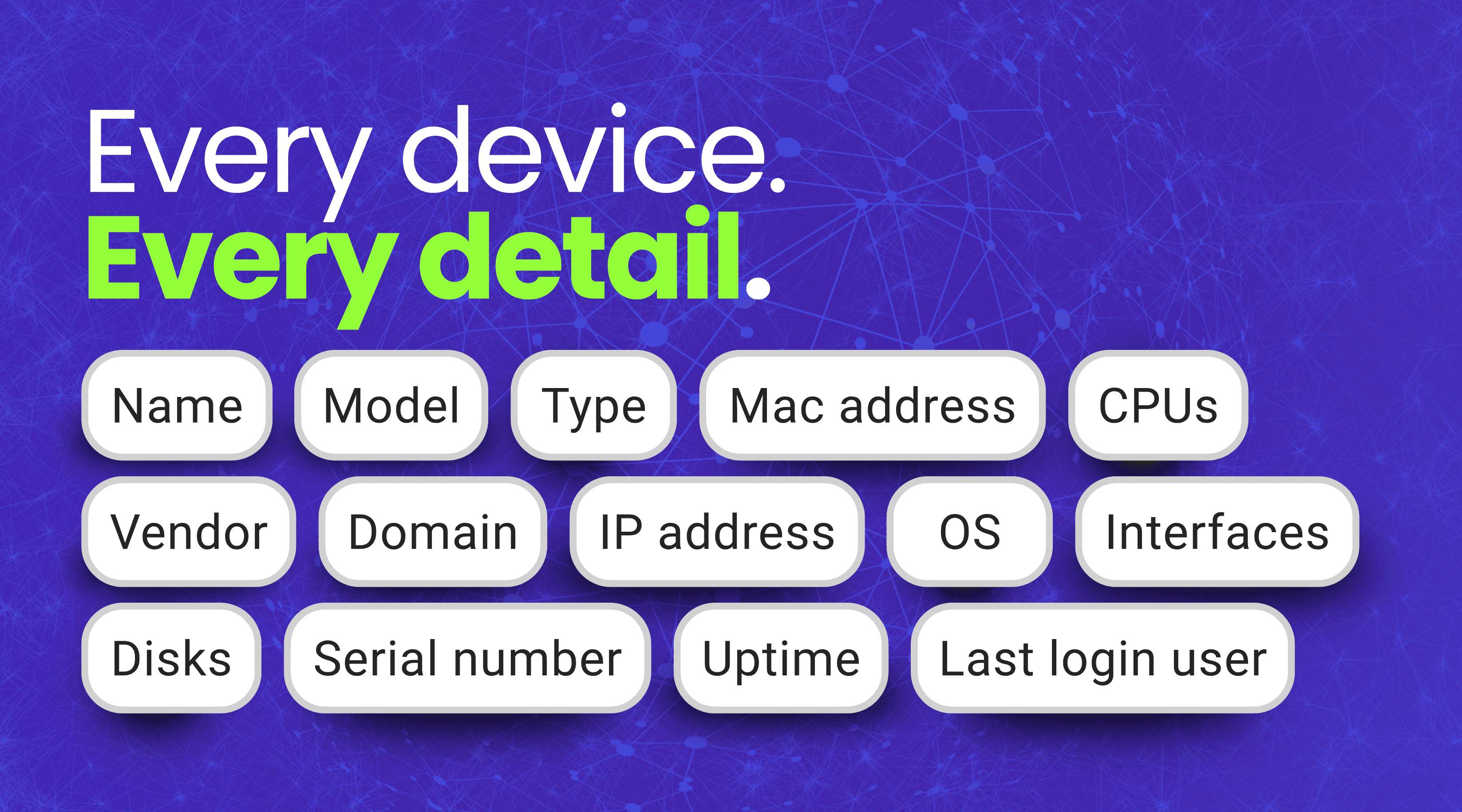 Device asset in Hudu showing IP address, OS, serial number, and hardware details collected by Radar