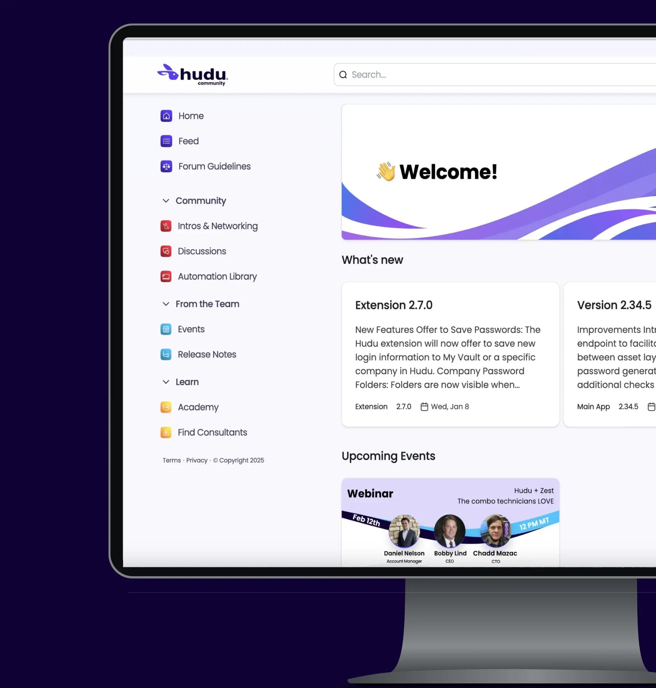 Hudu community homepage