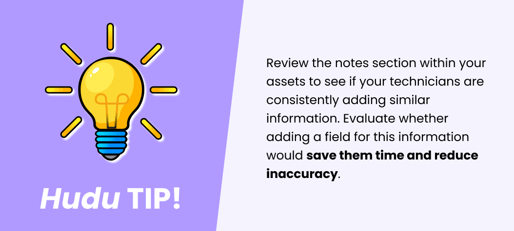 Reviewing and updating asset layout fields for documentation accuracy